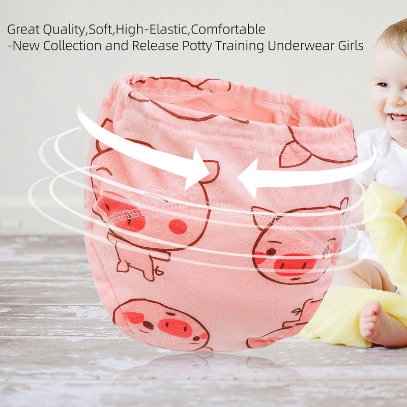 Joyo roy 6Pcs Toddler Potty Training Underwear Girls Soft Cotton Toilet Training Pants Absorbent Comfortable Padded Baby Toddler Underwear Girls 4T Leakproof Pee Pants for Girl with Potty Chart - Image 5